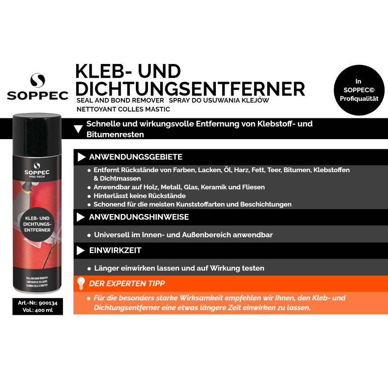 Seal and bond remover, Mastic and adhesive remover SOPPEC Technima Central